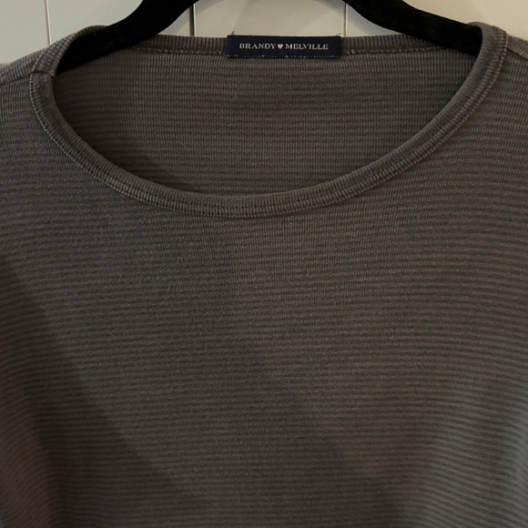 Brandy Melville Charcoal stripe  Long Sleeve Top - Picture 3 of 4